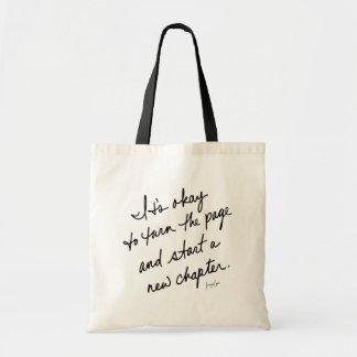 Hand-Scripted Start a New Chapter Inspirational Tote Bag