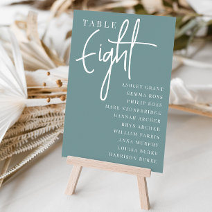 Hand Scripted Table EIGHT + Guest Names Table Number