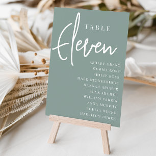 Hand Scripted Table ELEVEN + Guest Names Number