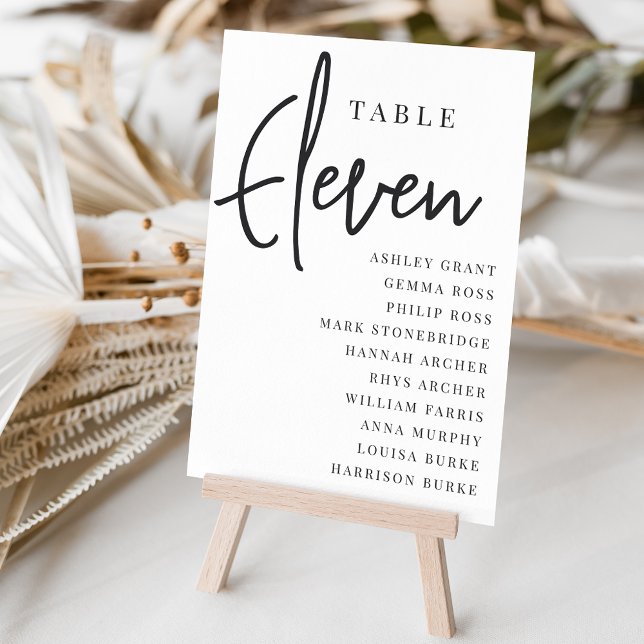 Hand Scripted Table ELEVEN + Guest Names Table Number (Creator Uploaded)