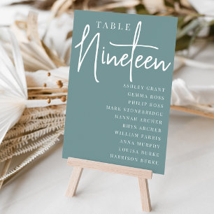 Hand Scripted Table NINETEEN + Guest Names Table Number