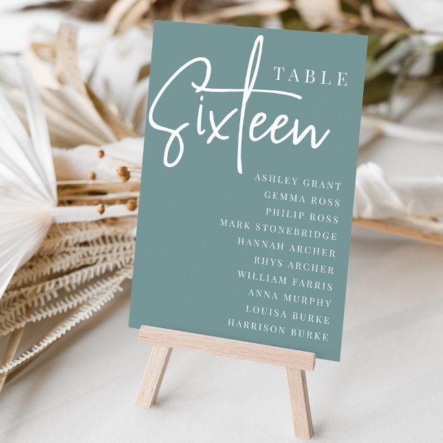 Hand Scripted Table SIXTEEN + Guest Names Table Number (Creator Uploaded)