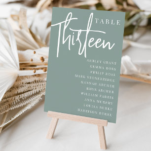 Hand Scripted Table THIRTEEN + Guest Names Number