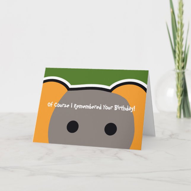 Hand Shaped Elephant Birthday Card (Front)