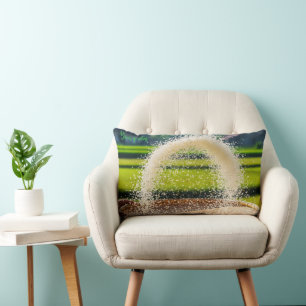 Hand Sifting Fresh Rice Grains Rustic Farm Lumbar Pillow