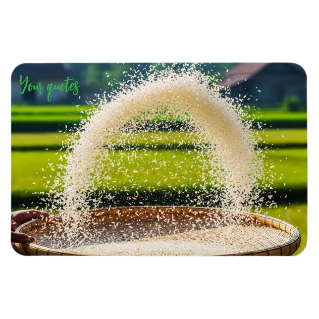 Hand Sifting Fresh Rice Grains Rustic Farm Magnet (Horizontal)