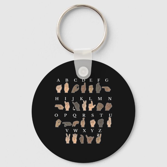 Hand Sign Language ASL Hand gesture deaf awareness Keychain (Front)