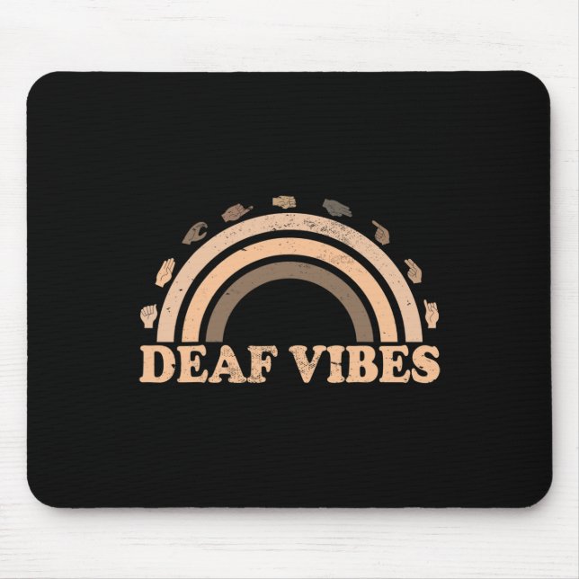 Hand Sign Language ASL Hand gesture deaf vibes awa Mouse Pad (Front)