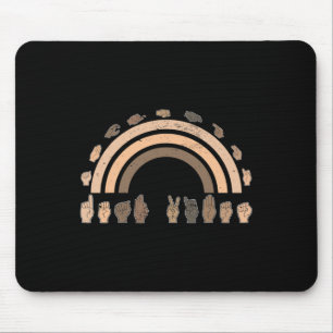 Hand Sign Language ASL Hand gesture deaf vibes awa Mouse Pad