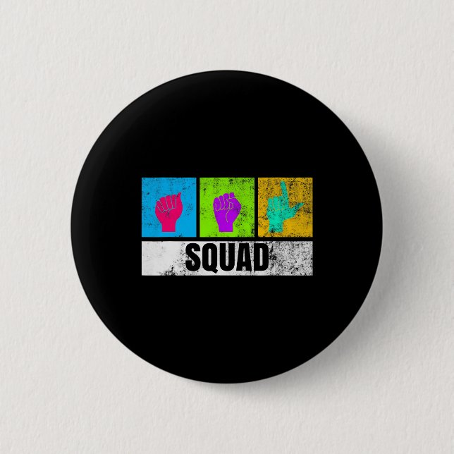 Hand Sign Language For Deaf Pride And Deaf Awarene 2 Inch Round Button (Front)