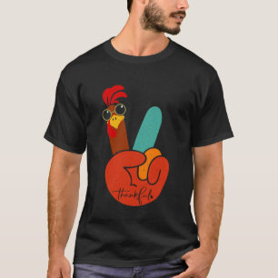 Hand Sign Peace Love Grateful Funny Thanksgiving T T-Shirt