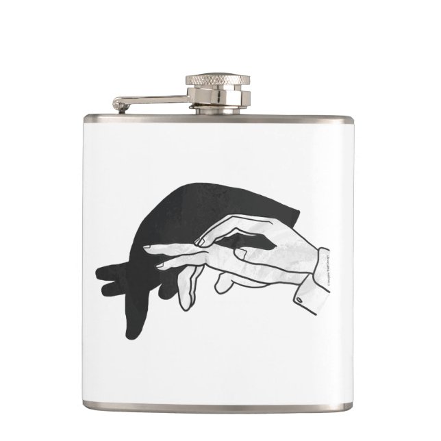 Hand Silhouette Anteater Hip Flask (Front)