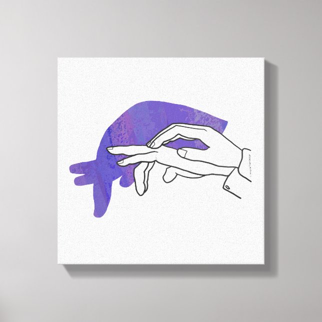 Hand Silhouette Anteater Purple Canvas Print (Front)