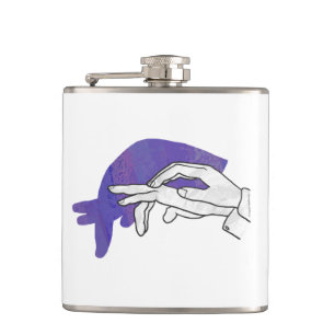 Hand Silhouette Anteater Purple Hip Flask