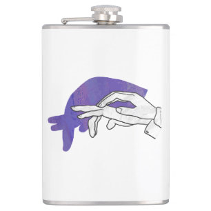 Hand Silhouette Anteater Purple Hip Flask