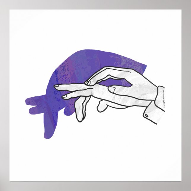 Hand Silhouette Anteater Purple Poster (Front)