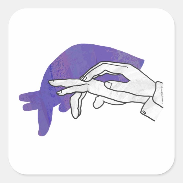 Hand Silhouette Anteater Purple Square Sticker (Front)