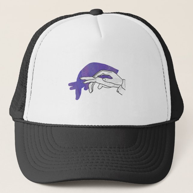 Hand Silhouette Anteater Purple Trucker Hat (Front)