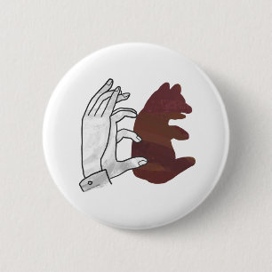 Hand Silhouette Bear Cub Brown 2 Inch Round Button