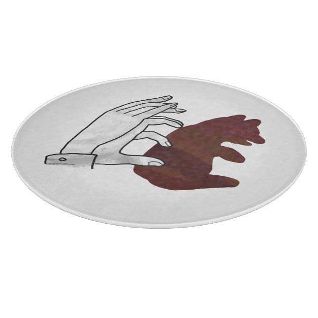 Hand Silhouette Bear Cub Brown Cutting Board (Corner)