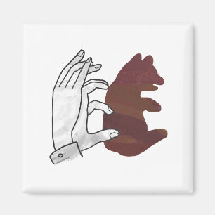 Hand Silhouette Bear Cub Brown Magnet
