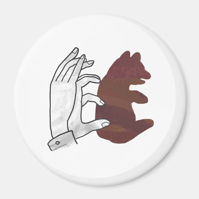 Hand Silhouette Bear Cub Brown Magnet (Front)