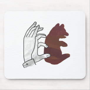 Hand Silhouette Bear Cub Brown Mouse Pad