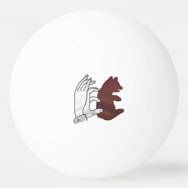 Hand Silhouette Bear Cub Brown Ping Pong Ball (Back)