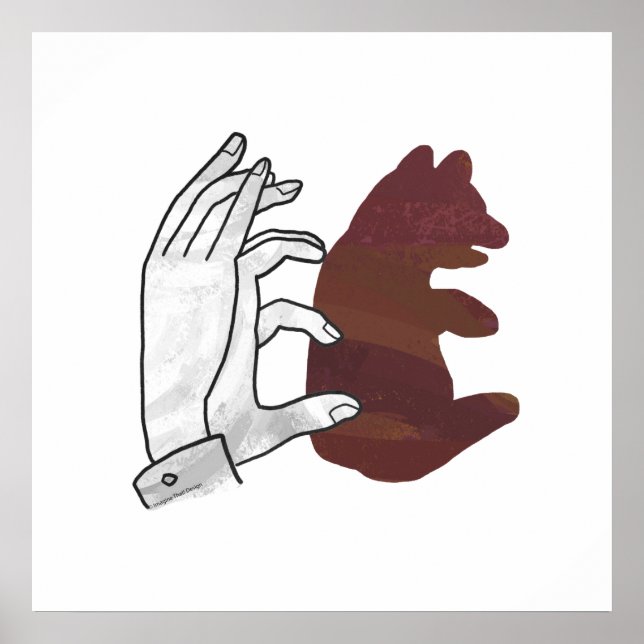 Hand Silhouette Bear Cub Brown Poster (Front)