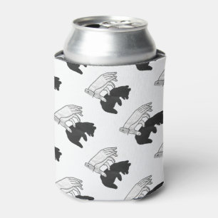 Hand Silhouette Bear Cub Can Cooler