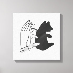 Hand Silhouette Bear Cub Canvas Print