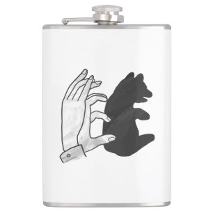 Hand Silhouette Bear Cub Hip Flask