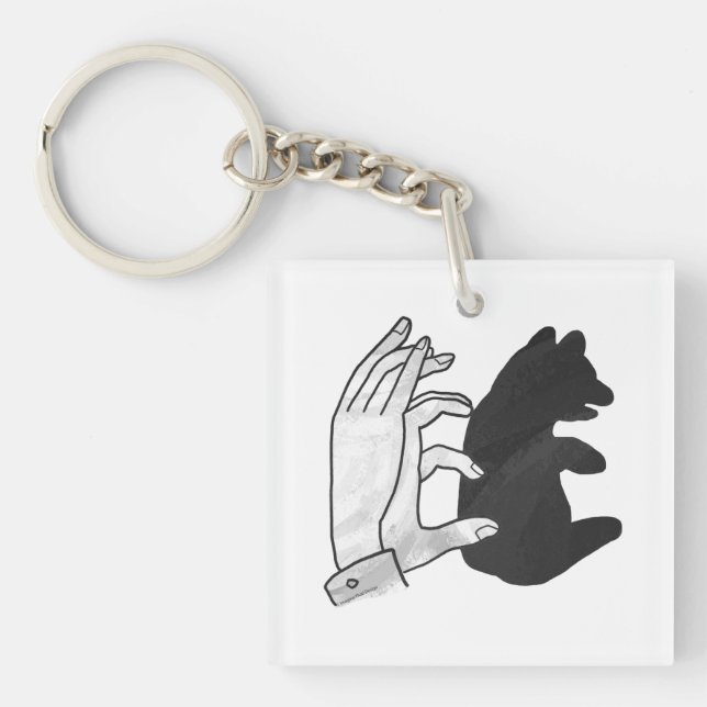 Hand Silhouette Bear Cub Keychain (Front)