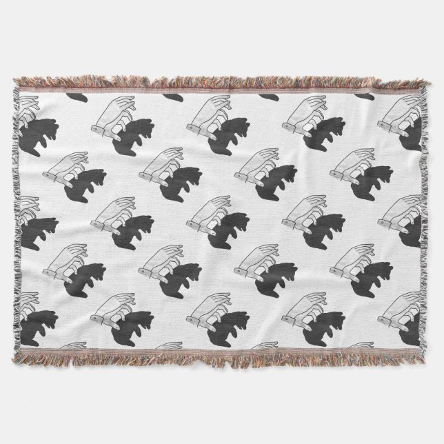 Hand Silhouette Bear Cub Throw Blanket (Front)