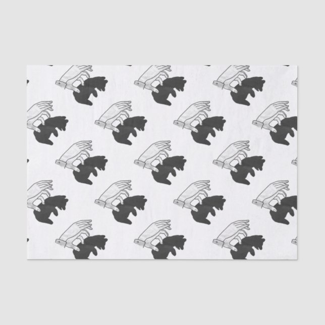 Hand Silhouette Bear Cub Tissue Paper (Front)