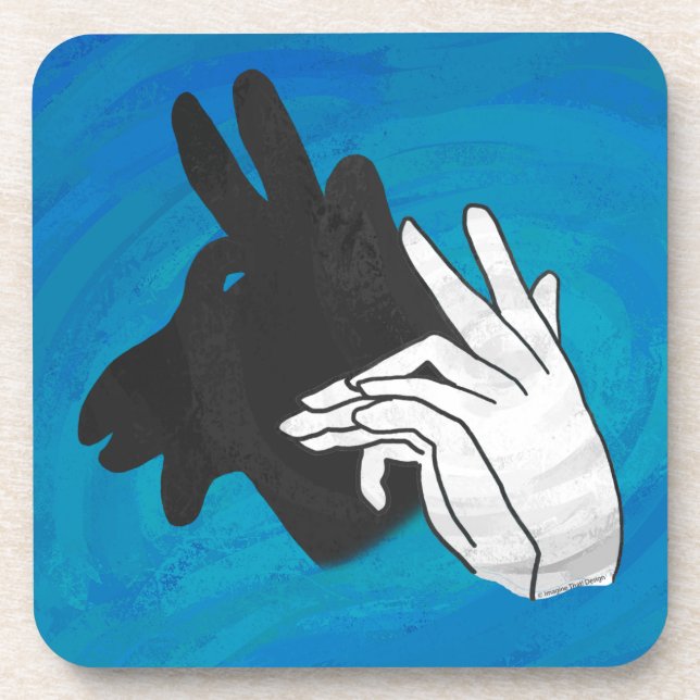 Hand Silhouette Billy Goat Blue Coaster (Front)