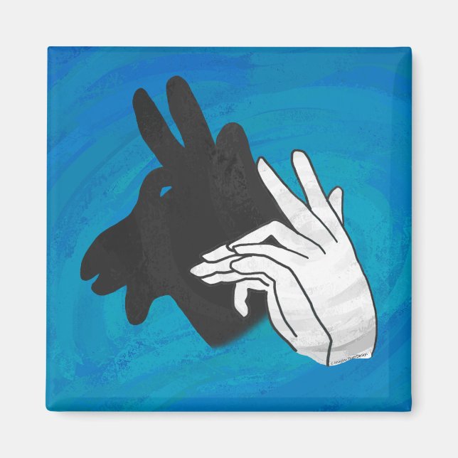 Hand Silhouette Billy Goat Blue Magnet (Front)