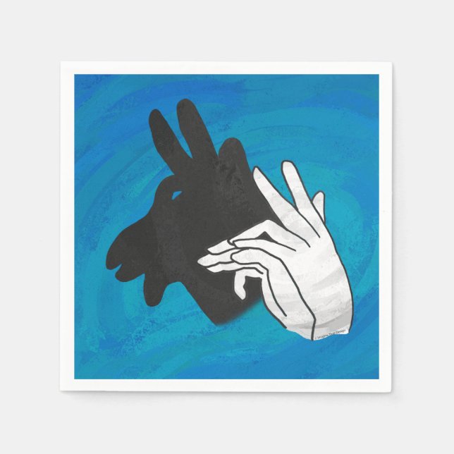 Hand Silhouette Billy Goat Blue Napkin (Front)