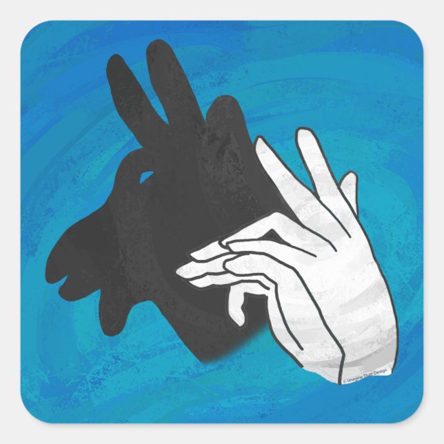 Hand Silhouette Billy Goat Blue Square Sticker (Front)