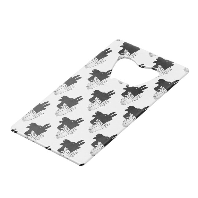 Hand Silhouette Billy Goat Grey Credit Card Bottle Opener (Front Angled)