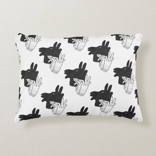 Hand Silhouette Billy Goat Grey Decorative Pillow (Front)