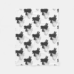 Hand Silhouette Billy Goat Grey Fleece Blanket