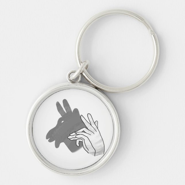 Hand Silhouette Billy Goat Grey Keychain (Front)