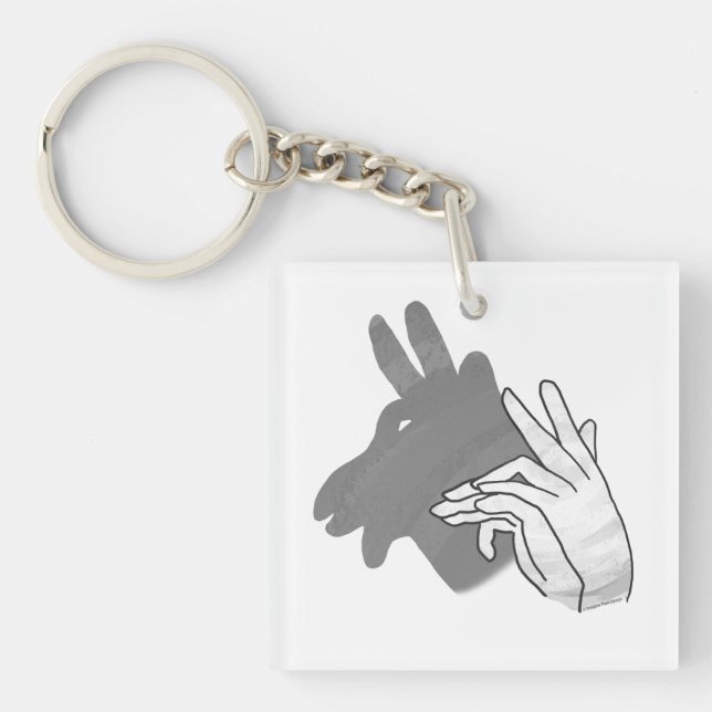 Hand Silhouette Billy Goat Grey Keychain (Front)