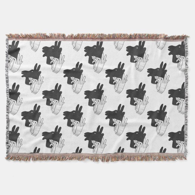 Hand Silhouette Billy Goat Grey Throw Blanket (Front)