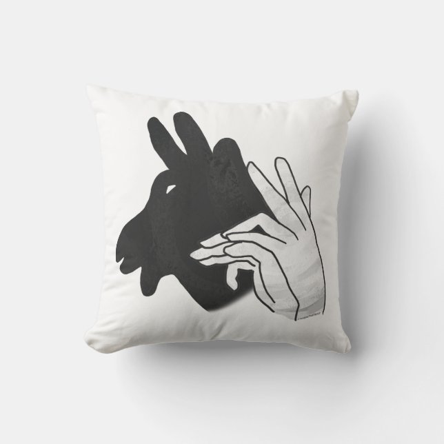 Hand Silhouette Billy Goat Throw Pillow (Front)