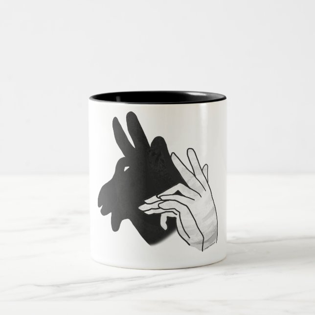 Hand Silhouette Billy Goat Two-Tone Coffee Mug (Center)