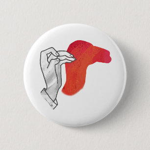 Hand Silhouette Camel Red 2 Inch Round Button