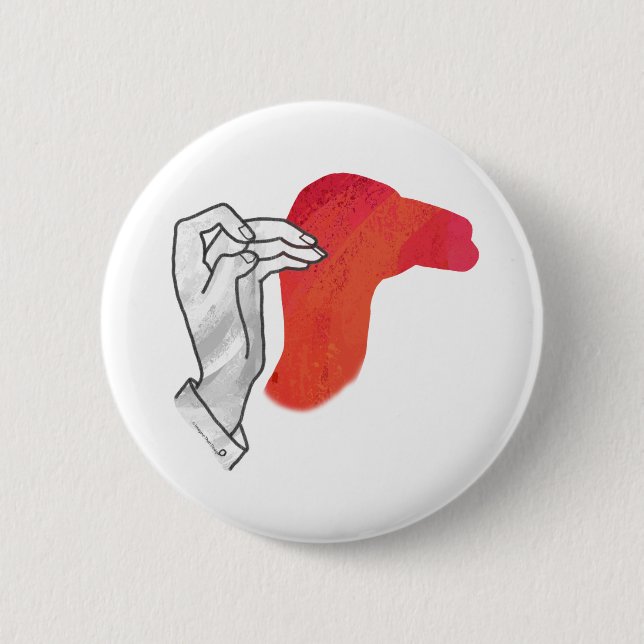 Hand Silhouette Camel Red 2 Inch Round Button (Front)
