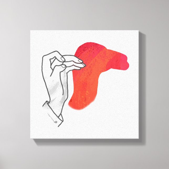 Hand Silhouette Camel Red Canvas Print (Front)